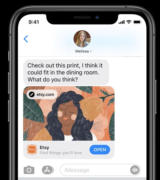 蘋(píng)果消息應(yīng)用中的鏈接圖